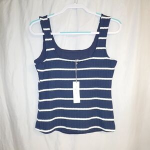 NWT Nine Britton Striped Navy Blue Women's Top